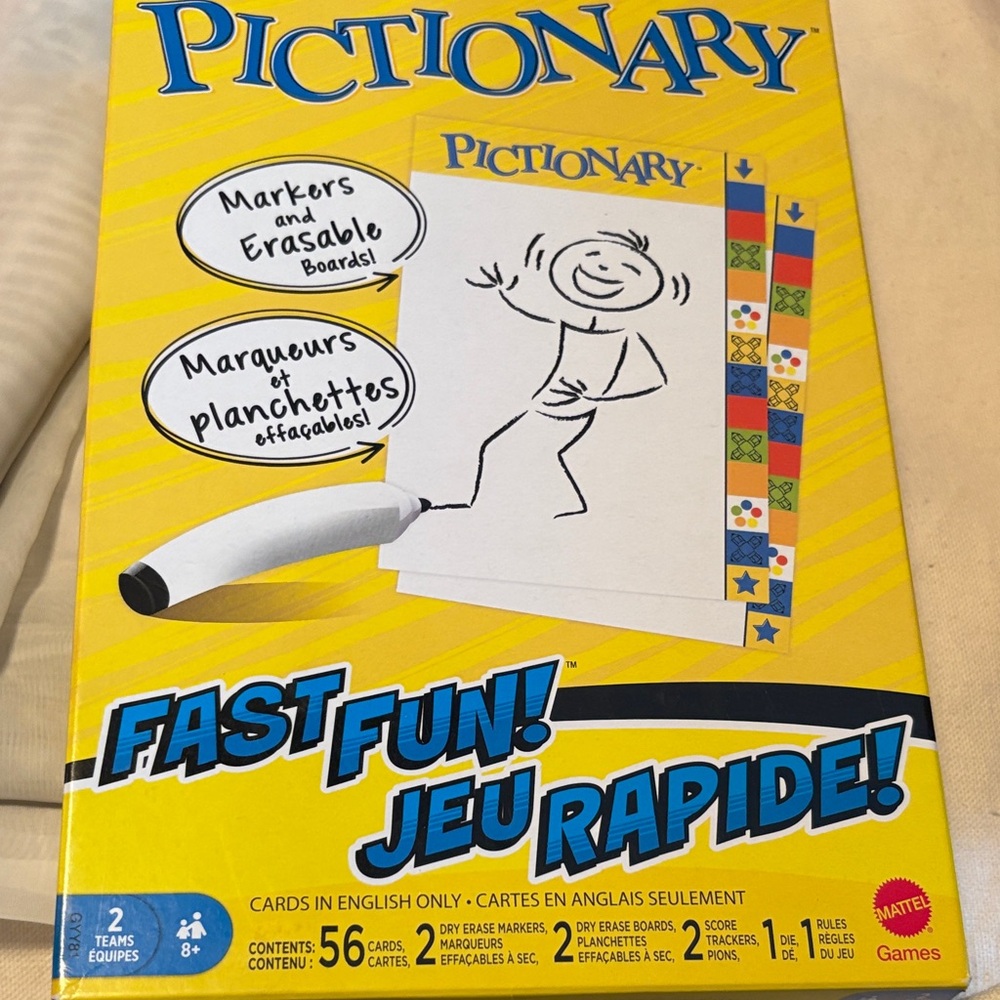 Mattel Pictionary Game with Yellow Box